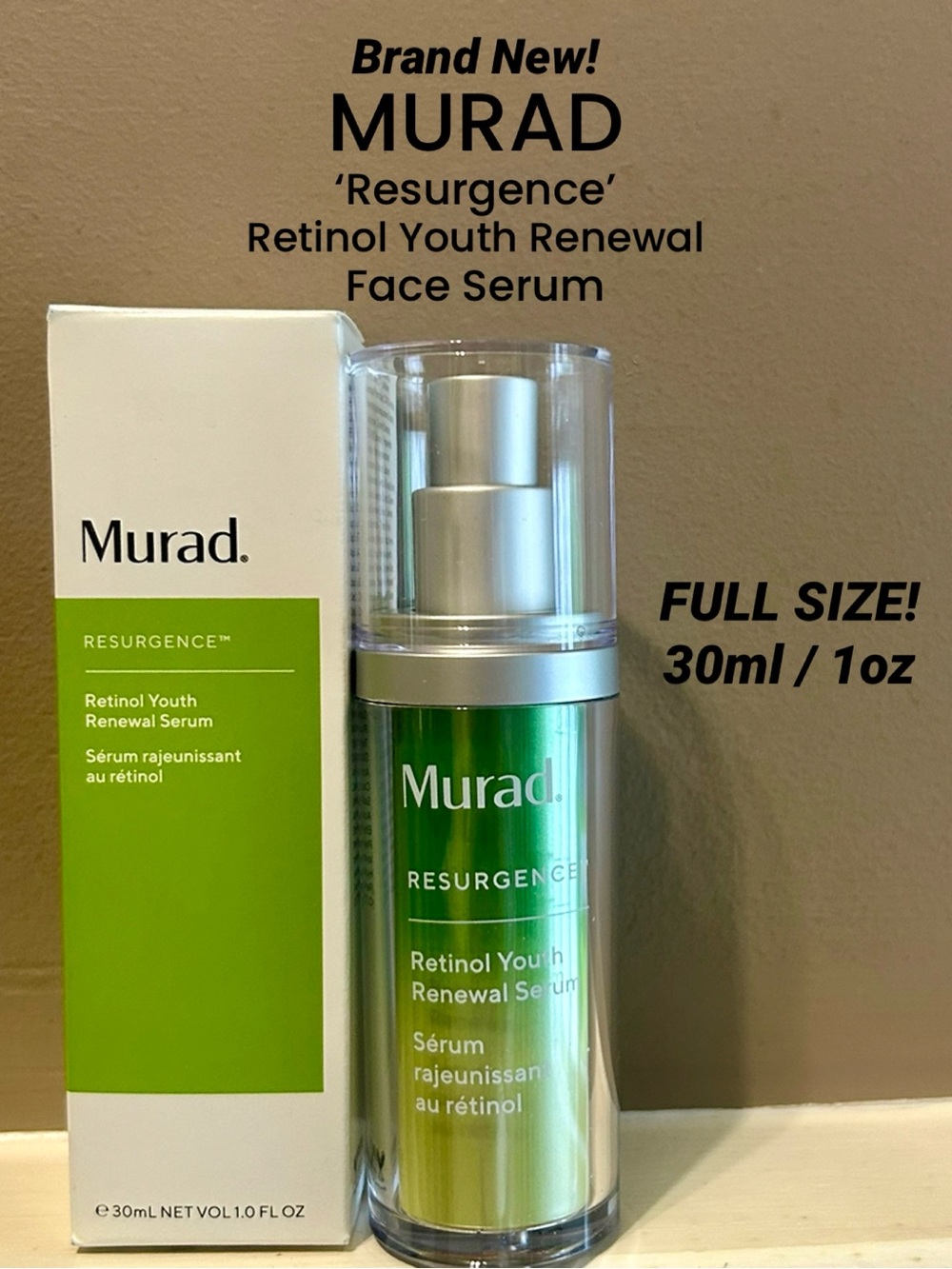 NWT Full Size! 30ml / 1oz MURAD ‘Resurgence’ Retinol Youth Renewal Face Serum